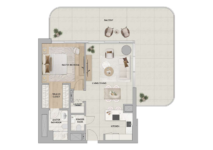 Fahid Island 1 BR Apartment Floor Plan