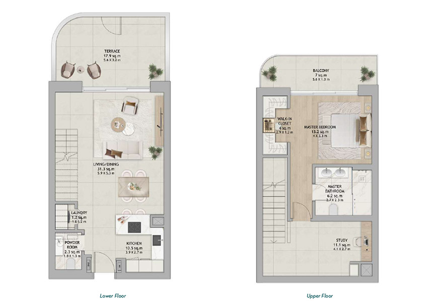 Fahid Island 1 BR Townhouse Floor Plan