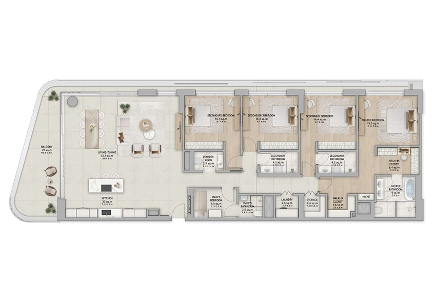 Fahid Island 4 BR Apartment Floor Plan